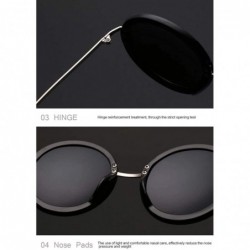 Round Vintage Round Sunglasses for Women UV Protection Circle Frame Sun Glasses - C4 Matte Black Frame Silver Leg - CP18I0NRT...