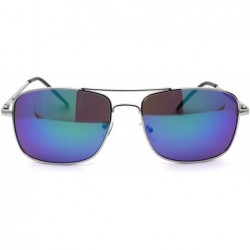 Rectangular Mens Air Force Rectangle Mirror Lens Racer Pilots Sunglasses - Silver Teal Mirror - C01977EN44N $13.59