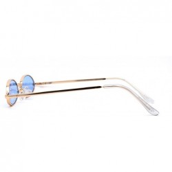 Oval Unisex Oval Round Hippie Color Lens Metal Sunglasses - Gold Blue - CY193N3D432 $8.68