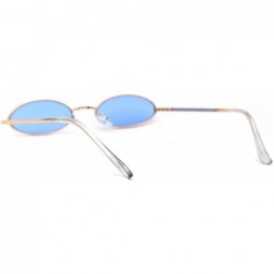 Oval Unisex Oval Round Hippie Color Lens Metal Sunglasses - Gold Blue - CY193N3D432 $8.68