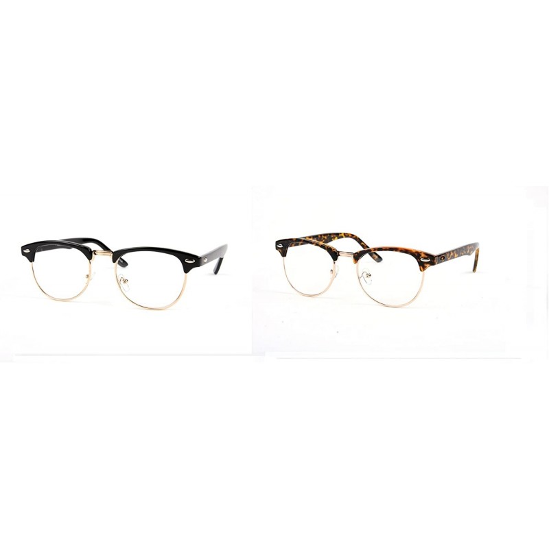 Wayfarer Clear Lens Retro Vintage Classic Style Wayfarer Glasses P1233CL - 2 Pcs Black & Tortoise - C111ZOL9KJ9 $17.53