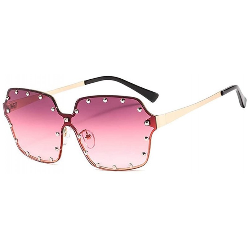 Rectangular OVERSIZED Fashion Sunglasses-Gradient Shades Glasses Unisex-Polarized-Rimless - D - CZ1905YYY3C $31.55