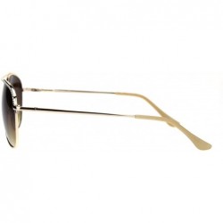 Round Rhinestone Lash Trim Sparkling Bling Womens Officer Style Metal Sunglasses - Gold Beige Brown - C518QNH3H9G $11.27