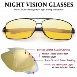 Rectangular Mens Night-Driving Glasses Anti Glare-HD Polarized Yellow Lens Night-Vision Glasses for Driving/Dawn/Dusk - CM18U...