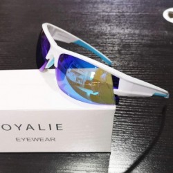 Square Polarized Sports Cycling Sunglasses for Men Women Driving Glasses Shades - White Frame Blue Lens - C318RDYYTE6 $12.42