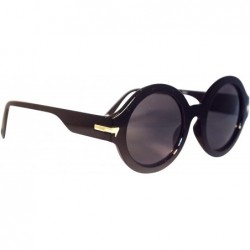 Round Retro Vintage Style Round Sunglasses- Smoke Lens/Black Frame - CT12NZOPY52 $9.19