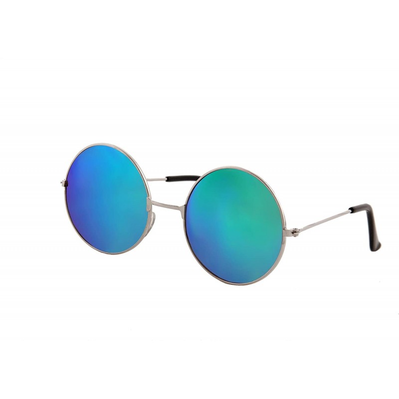 Goggle Unisex Sunglasses Mirror Round Circle Lens Retro Small Metal Frame - C018GOZGTLK $8.95