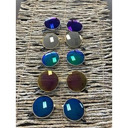 Goggle Unisex Sunglasses Mirror Round Circle Lens Retro Small Metal Frame - C018GOZGTLK $8.95