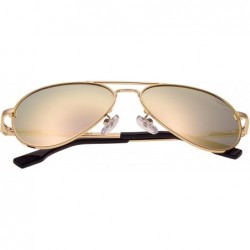 Aviator Small Aviator Metal Spring Hinges Polarized Sunglasses for Men Women UV400 52mm - CB18Y5M9EI5 $18.32