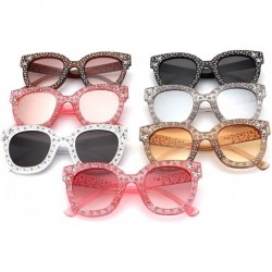 Cat Eye Women Rhinestone Sunglasses Women Italy Brand Designer Cat Eye Full Star Eyeglasses Frame Mirror Sun Glasses - CZ198U...