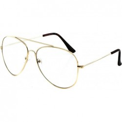 Aviator Classic Retro Aviator Metal Frame Clear Lens Glasses Fashion Eyewear - Gold - CU182ZNU3DL $7.58