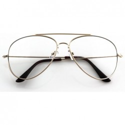 Aviator Classic Retro Aviator Metal Frame Clear Lens Glasses Fashion Eyewear - Gold - CU182ZNU3DL $7.58