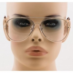 Aviator Classic Retro Aviator Metal Frame Clear Lens Glasses Fashion Eyewear - Gold - CU182ZNU3DL $7.58