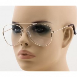 Aviator Classic Retro Aviator Metal Frame Clear Lens Glasses Fashion Eyewear - Gold - CU182ZNU3DL $7.58