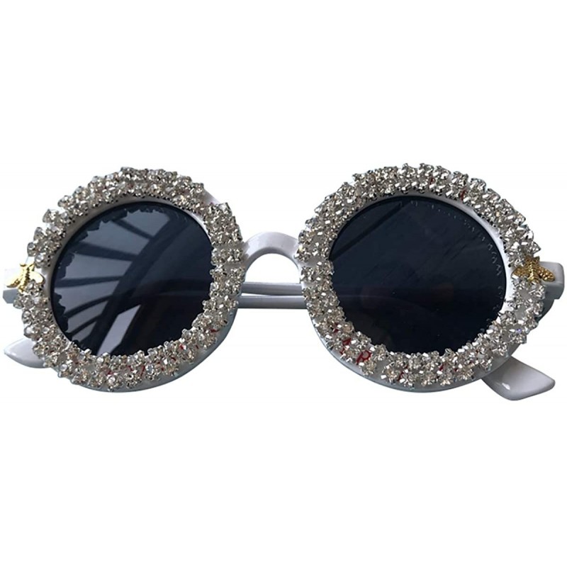 Round Round Women Sparkling Crystal Diamond Sunglasses Thick Frame - C7 - CI18XEY8C7S $18.81