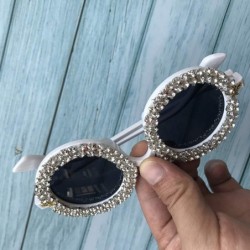 Round Round Women Sparkling Crystal Diamond Sunglasses Thick Frame - C7 - CI18XEY8C7S $18.81