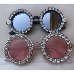 Round Round Women Sparkling Crystal Diamond Sunglasses Thick Frame - C7 - CI18XEY8C7S $18.81