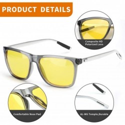 Square Vision Driving Glasses Polarized - A2-gun Frame/Yellow Lens Night-vision Glasses - CN18NDHHZ80 $23.14