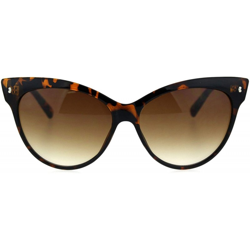 Oversized Womens Oversize Cat Eye Horn Rim Plastic Retro Sunglasses - Tortoise Brown - CK18SEKDOMN $10.41