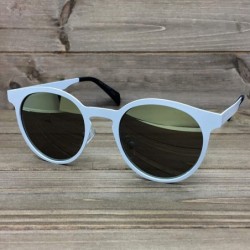 Oversized 96105-1 Premium Metal Womens Mens Mirror Flat Candy Sunglasses - White/ Gold - C218O8T98MR $17.00