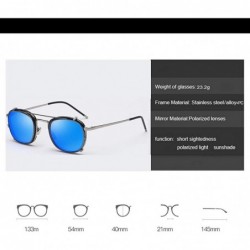 Square Polarized Square Steampunk Clip On Sunglasses Mirror Lens For Women Men Eyeglass Frames - CS18TTZWEI8 $8.20
