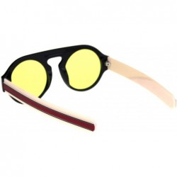 Round Mens Mod Thick Plastic Round Keyhole Hipster Sunglasses - Black Yellow - CM18QXZWA7H $15.19