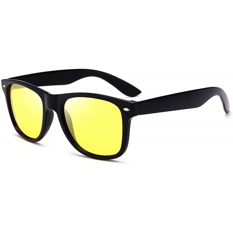 Sport Polarized Sunglasses 80's Retro Classic Stylish For Men Women - Black&night Yellow - CS18MGKCWEI $10.17