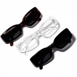 Rectangular Men's and Women's Retro Square Resin lens Candy Colors Sunglasses UV400 - Brown - C718NM72A8O $10.04