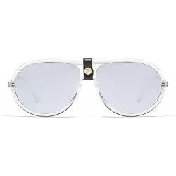 Goggle Fashion Personality double beam metal leg sunglasses Brand Designer Vintage Mens Goggle - White - CI18W37Q7DL $22.89