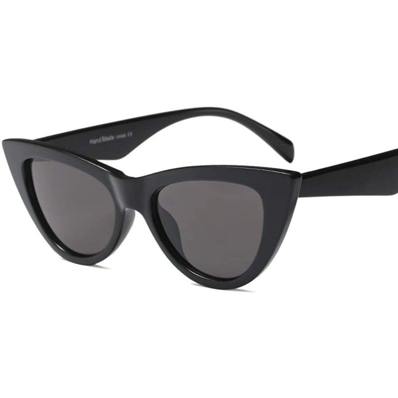 Cat Eye Vintage Retro Women Cateye Sunglasses Clout Goggle Small Fun Colorful Shades - Black - CH18HODN8GU $12.93