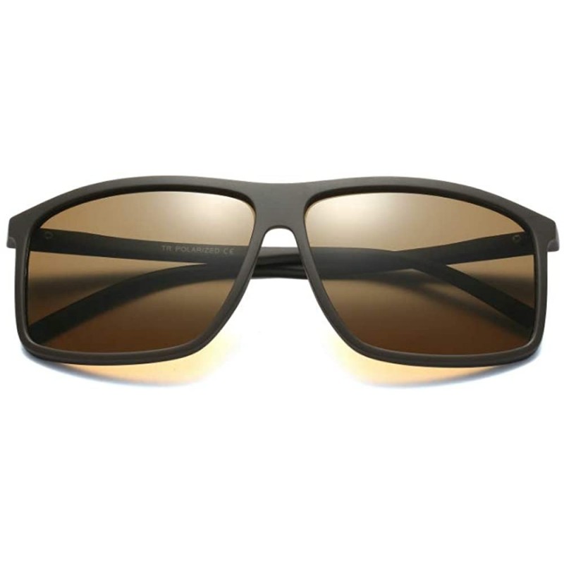 Wide Polarized Sunglasses for Men 65mm Ultralight TR90 Rectangular