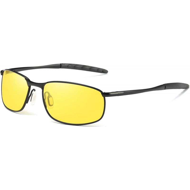 Rectangular Polarized Sunglasses Driving Photosensitive Glasses 100% UV protection - Black/Yellow - C918QCZRTDW $13.87