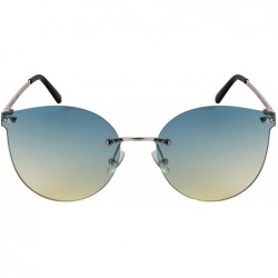 Rimless Rimless Cat Eye Sunnies with Flat Ocean Color Lens 23092-FLOCR - Silver - CJ1827ICDWI $10.40