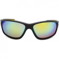 Wrap Full Frame Action Sports Sunglasses with Color Mirrored Lens 570052MT/REV - Matte Black - C612DJXGF19 $10.36