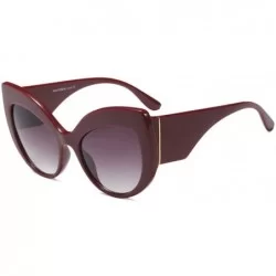 Oversized New Fashion Oversized Frame Cat Sunglasses PC Lens - Wine Red - CW18ES0OT9O $20.98