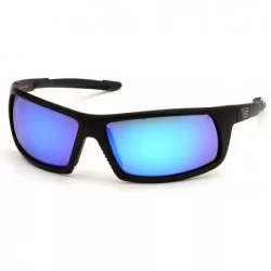 Goggle Stonewall Safety Sunglasses - Black Frame/Ice Blue Mirror Anti-Fog Lens - CX11RN037LB $20.25