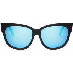 Sport Women's Danger Cat Cateye Sunglasses - Matte Black Ohm Sky Blue Chrome - CI185IWQL4M $47.28