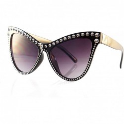 Cat Eye Fashion Runway Cat-Eye Metal Star Decorated Sunglasses A290 - Black - CD18WOQQHK9 $11.39