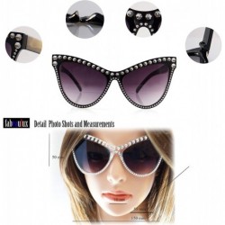 Cat Eye Fashion Runway Cat-Eye Metal Star Decorated Sunglasses A290 - Black - CD18WOQQHK9 $11.39