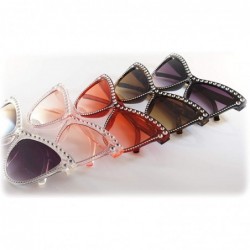 Cat Eye Fashion Runway Cat-Eye Metal Star Decorated Sunglasses A290 - Black - CD18WOQQHK9 $11.39