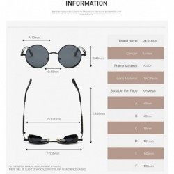 Round Polarized Sunglasses Steampunk Round Lens Metal Frame Unisex Glasses AE0519 - Silver&blue - CZ12OBTK5DV $13.59