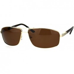 Rectangular Polarized Mens Narrow Rectangular Pilots Metal Rim Sunglasses - Gold Brown - CE18HEXLCOA $11.83