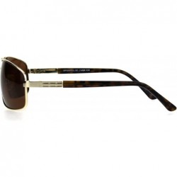 Rectangular Polarized Mens Narrow Rectangular Pilots Metal Rim Sunglasses - Gold Brown - CE18HEXLCOA $11.83