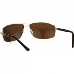 Rectangular Polarized Mens Narrow Rectangular Pilots Metal Rim Sunglasses - Gold Brown - CE18HEXLCOA $11.83