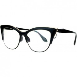 Cat Eye Vintage Retro Fashion Clear Lens Glasses Womens Half Rim Look Cateye - Black - CR187C99G6T $11.49