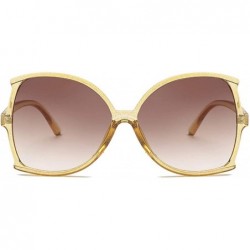 Oval women fashion Simple sunglasses Retro glasses Men and women Sunglasses - Yellow - CV18LLC5CXU $7.73