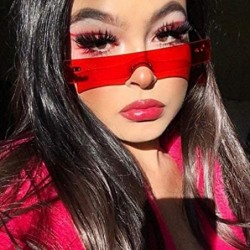 Goggle Sunglasses Women Luxury Designer Red Pink Clear Small Lens Personality Sun Glasses Shades - 4 - CR18Y5CK00Y $20.47