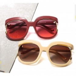 Aviator Oversize Half Frame Sunglasses Women Brand Square Big Ladies Shades Luxury Sun Glasses Female UV400 - C0198ZQW9A4 $36.82