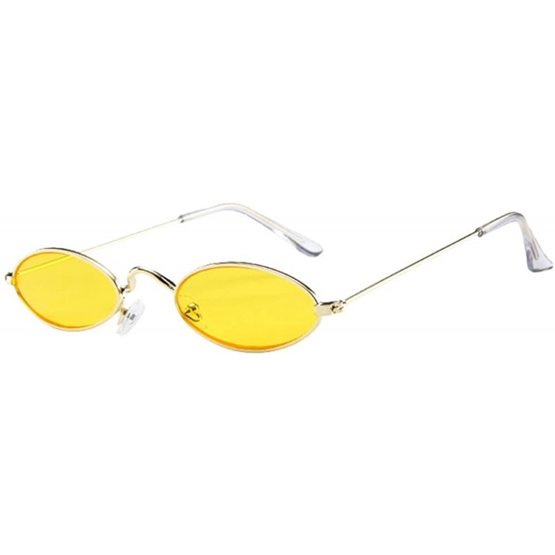 Oval Vintage Oval Sunglasses Small Metal Frames Retro Gothic Steampunk Sunglasses for Women Men - D - CS19620E2O3 $8.68