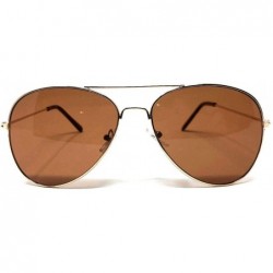 Aviator Gold Wire Pilot Aviator Sunglasses w/Brown Amber Lenses - CB18N799O3K $7.74